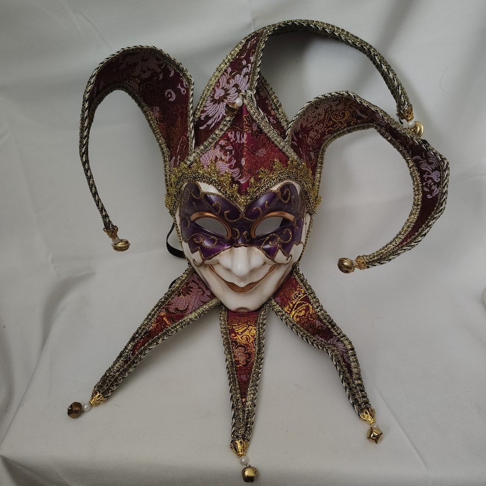 ♣️Elegant Venetian Jester Mask with Purple and Gold Accents